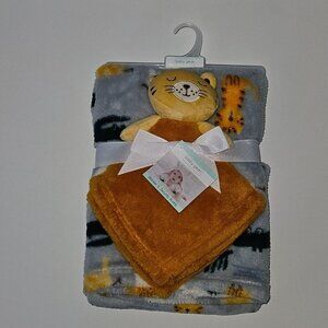 NEW Baby Gear Tiger Lovey Baby Blanket Gift Set Brown Gray Giraffe Elephant